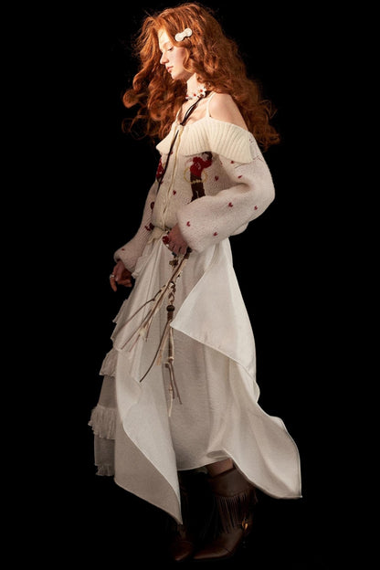 Micro-Sheer Long Skirt