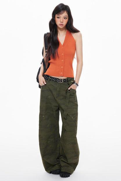 Tricolor Knitted Halterneck Vest