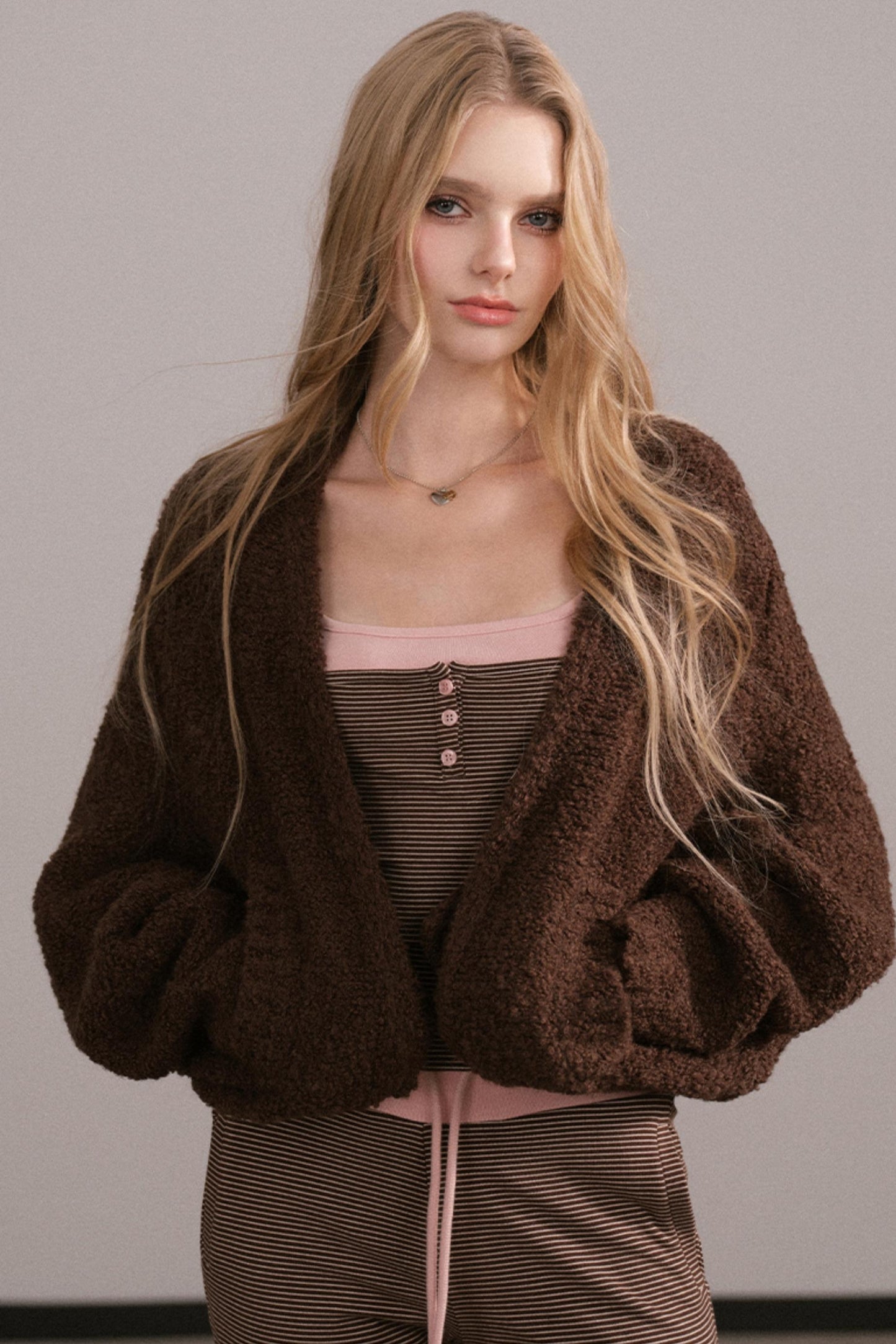 Color-Block Knitted Cardigan Set-Up