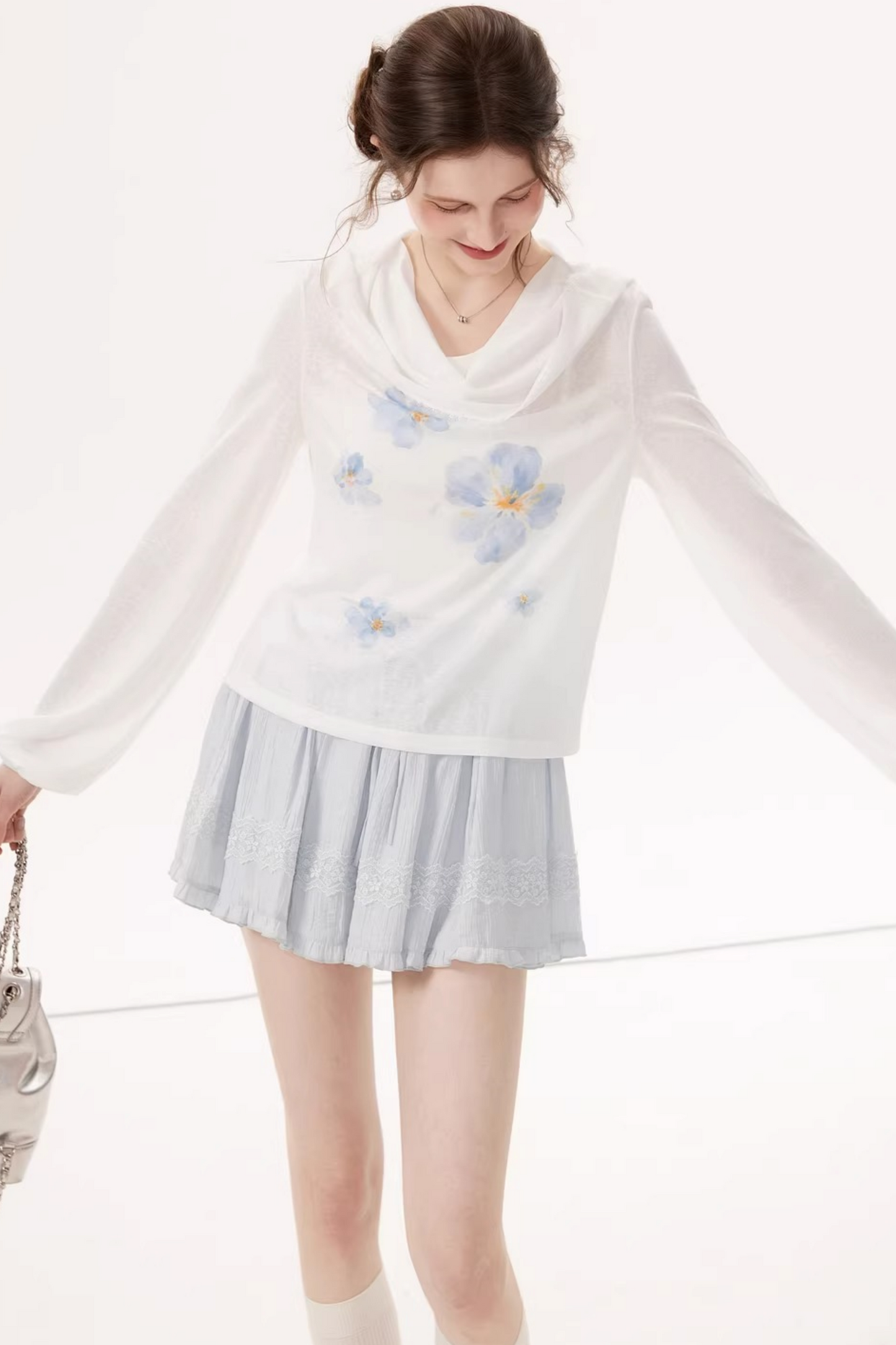 Hooded Lace Swing Blouse