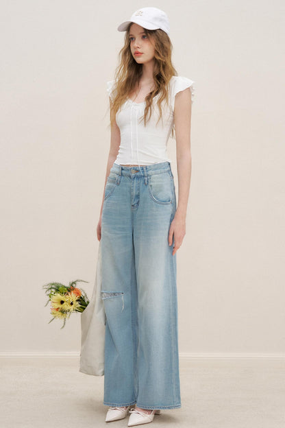 Lace V-Neck Tee Set-Up