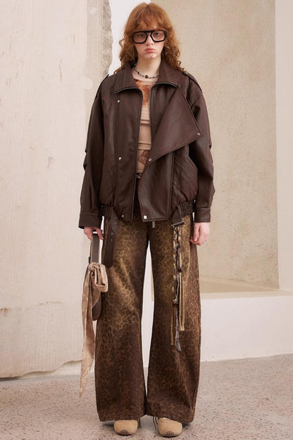 Leopard Split Wide Leg Pants