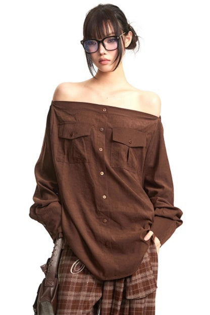 Retro Lazy Style One-Shoulder Top