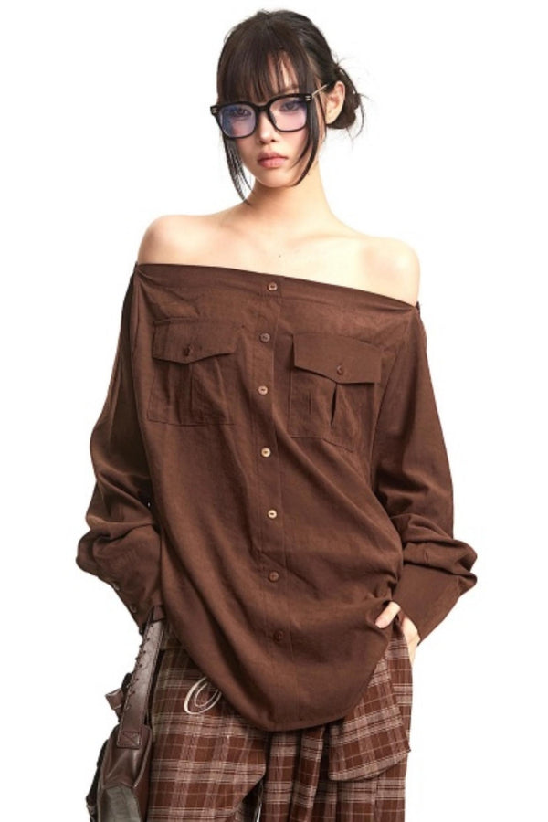 Retro Lazy Style One-Shoulder Top