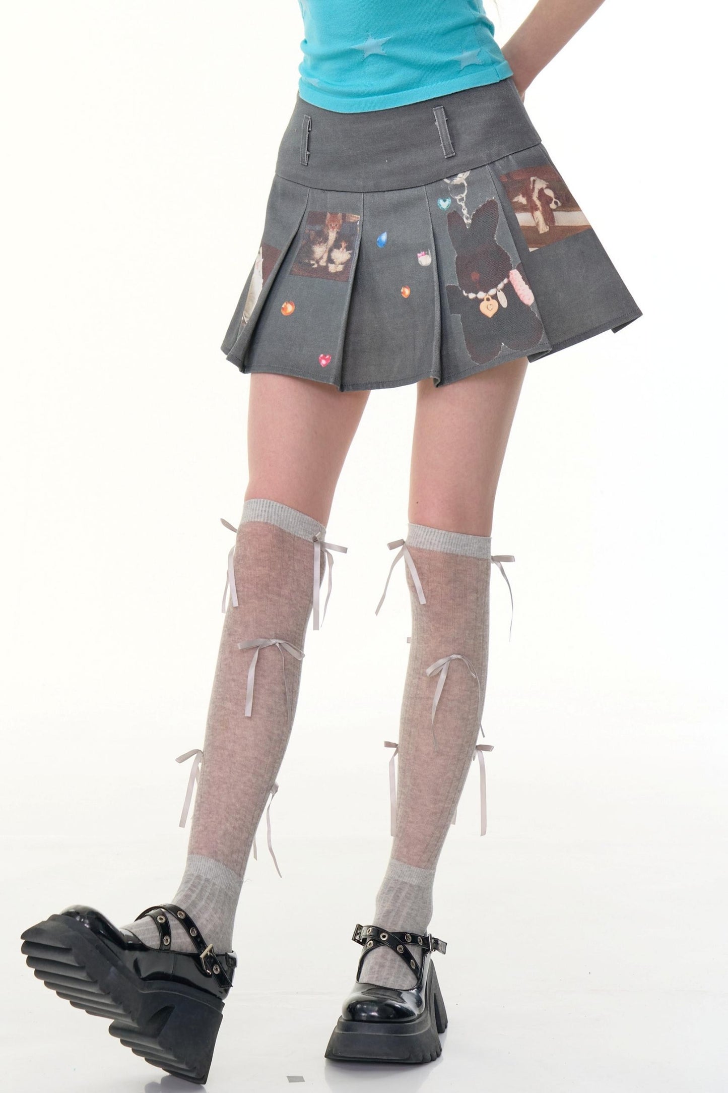 Animal Pleated Skirt