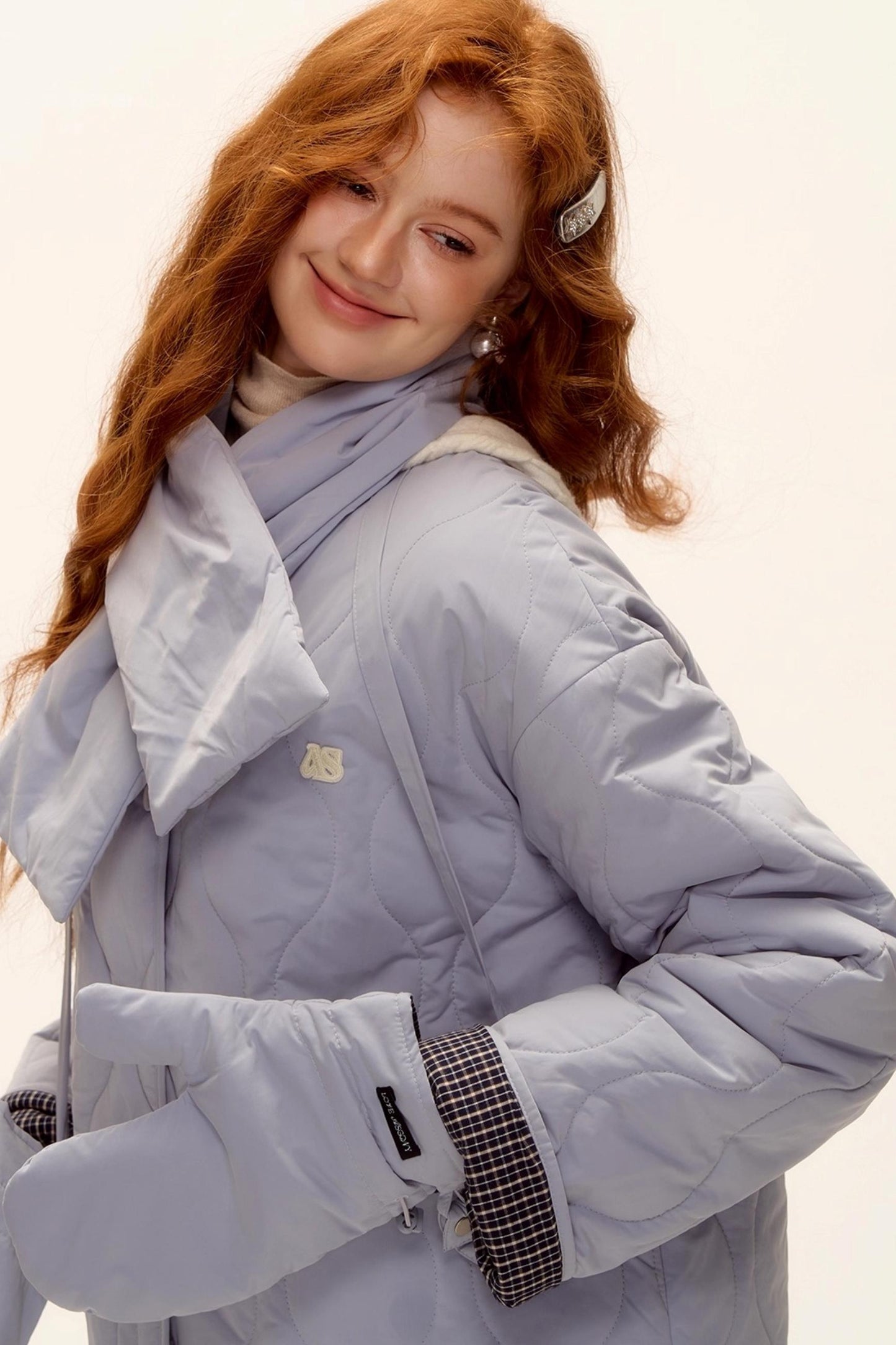 Milk Blue Plaid Cotton Jacket Set