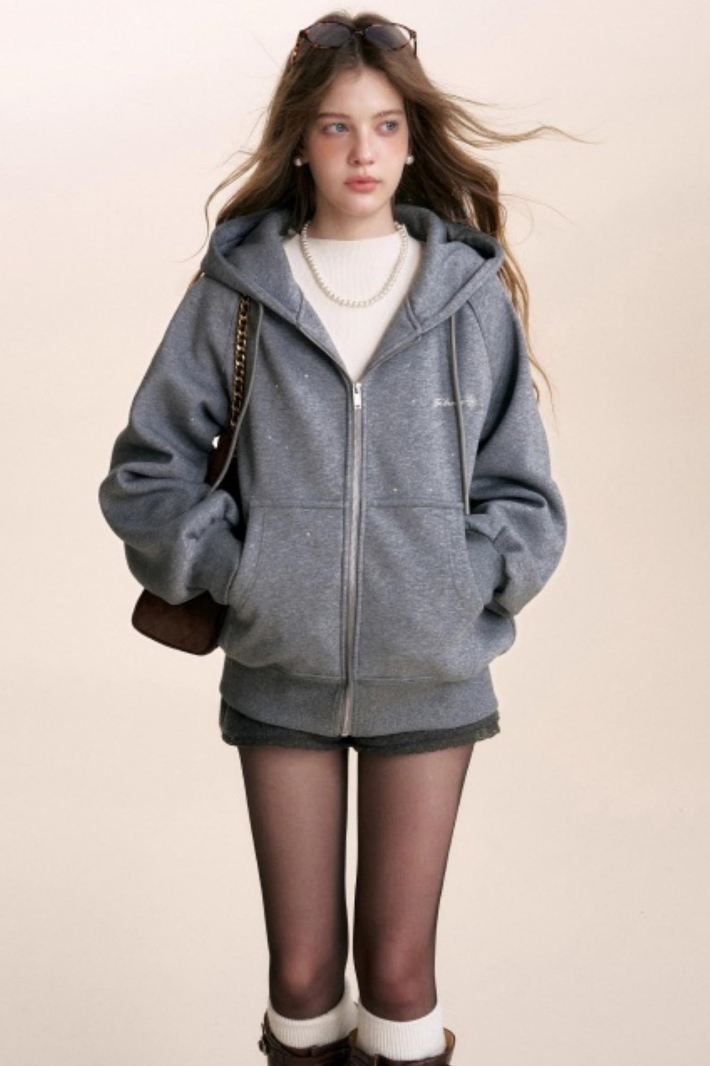 Fine Glitter Hooded Jacket