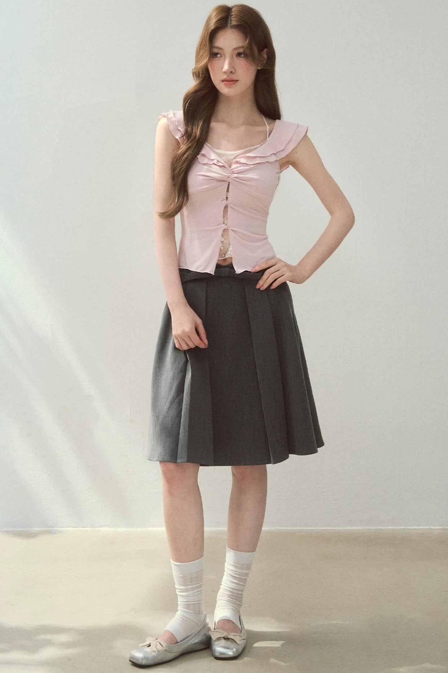 Two-Tone Ruffled Blouse
