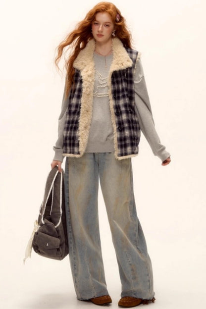 Blue Check Reversible Plaid Vest