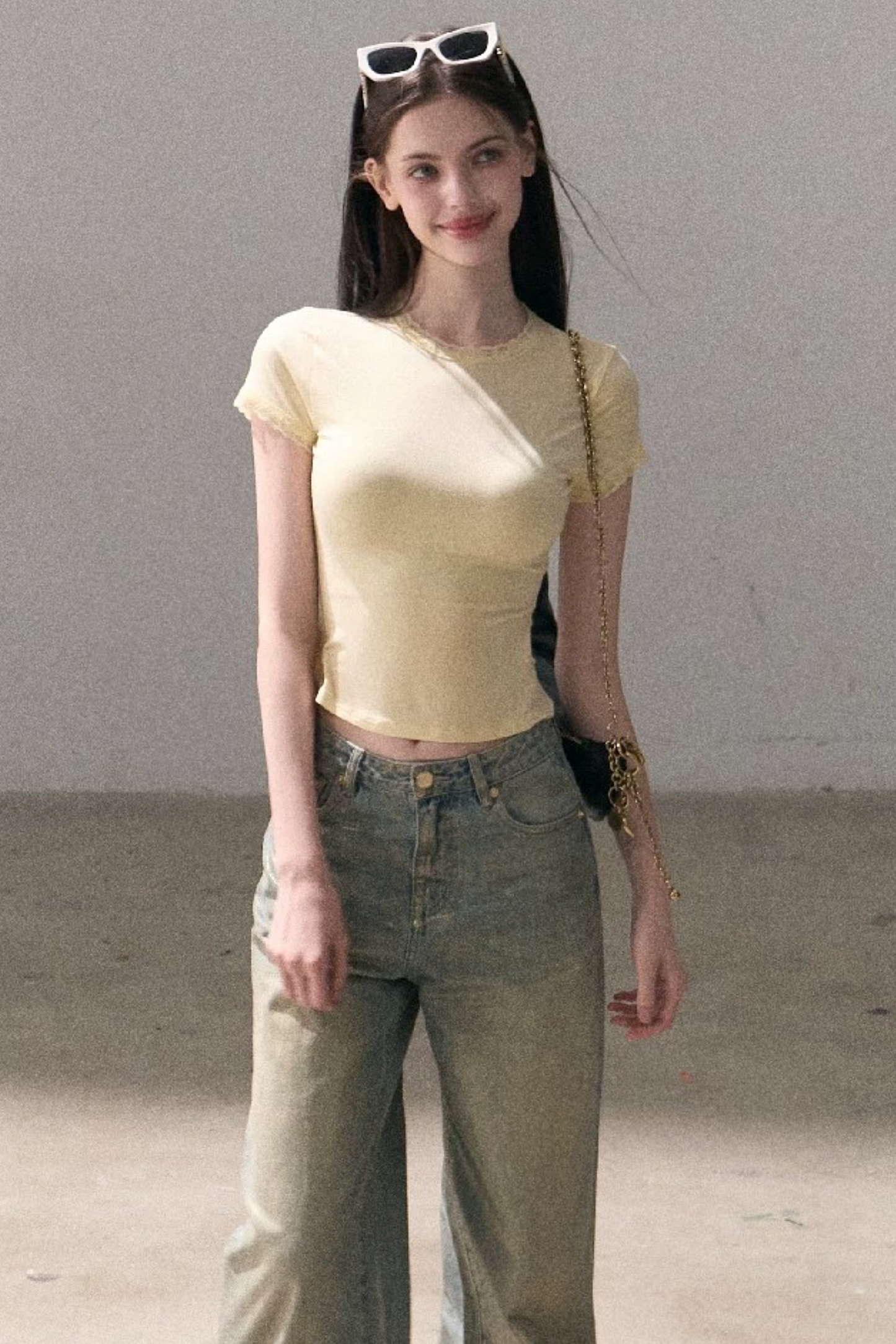 Lenzing maglia in modal con bordo in pizzo