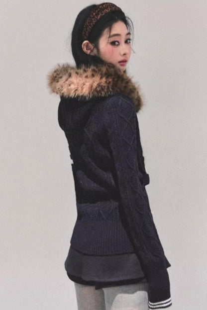 Winter Hooded Knit Sweater