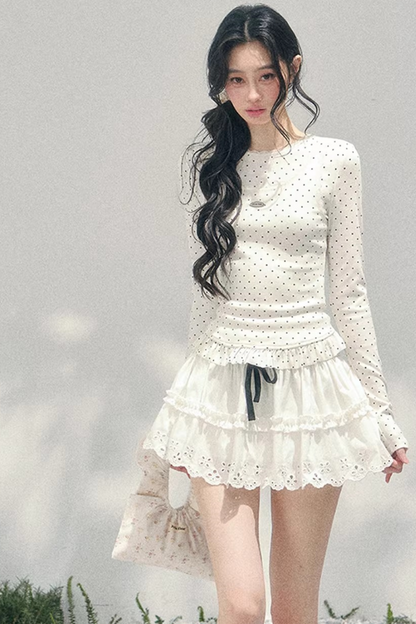 Polka Dot Two-Piece Blouse