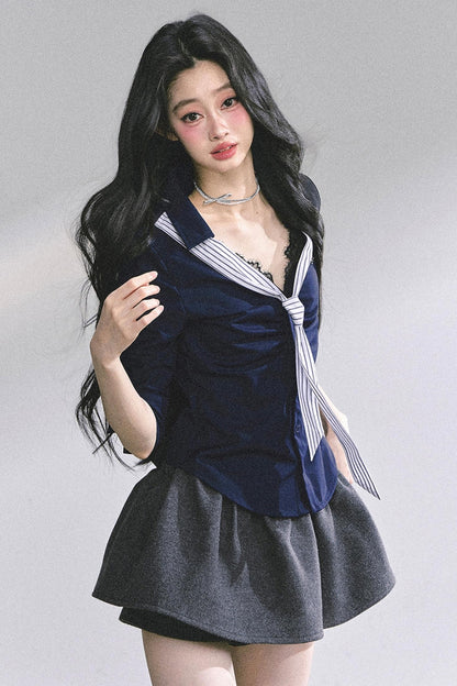 Autumn Slimming Polo Neck Shirt