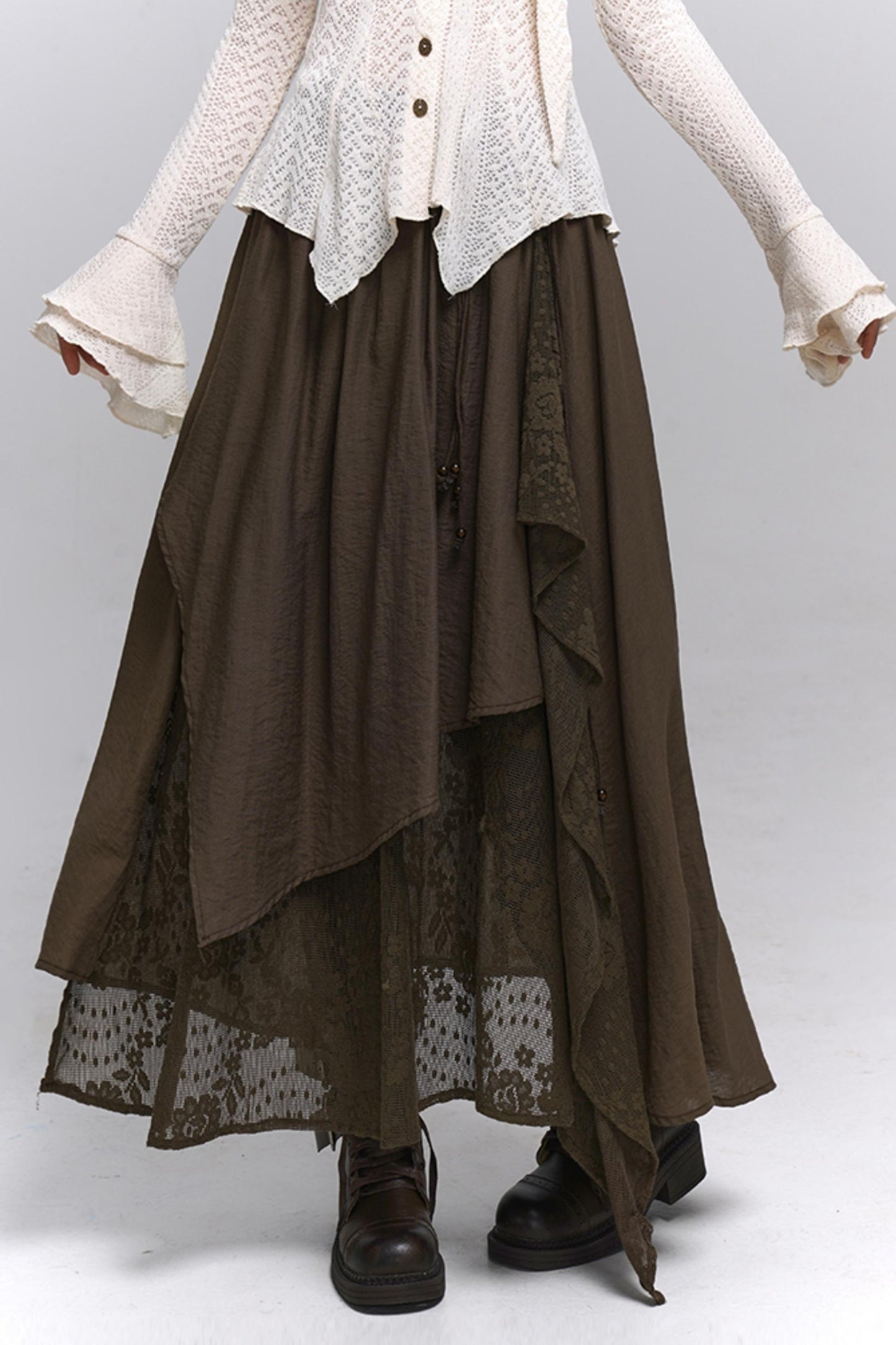 Artistic Brown Long Skirt