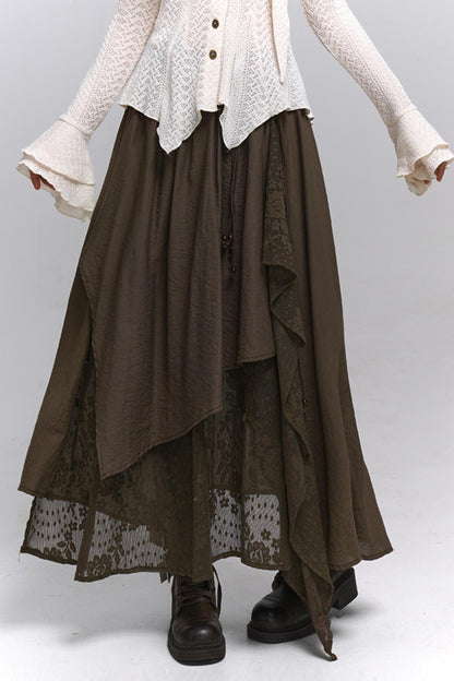 Artistic Brown Long Skirt