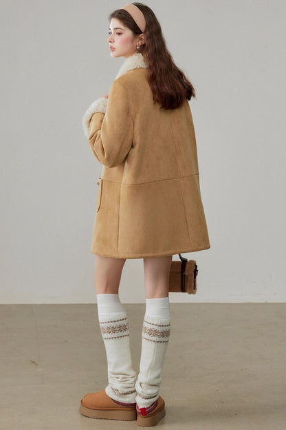 Fur Integrated Suede Winter Jacket