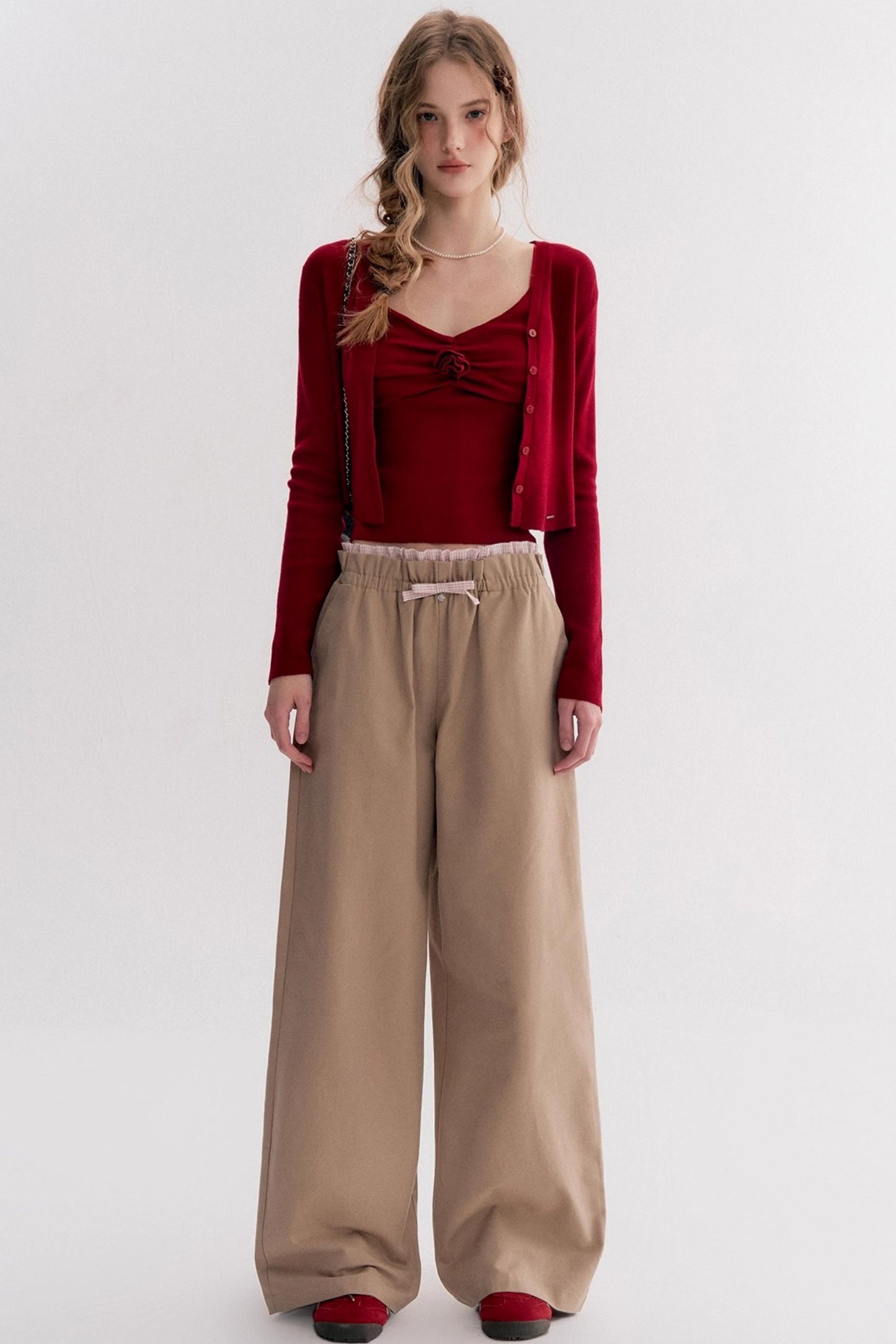 Red Knit Suspender Set