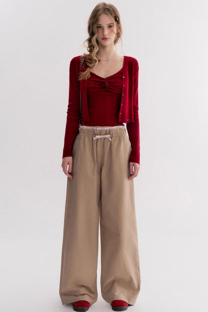 Red Knit Suspender Set