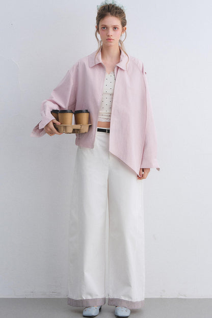 Plaid Patchwork High-Waisted Pants