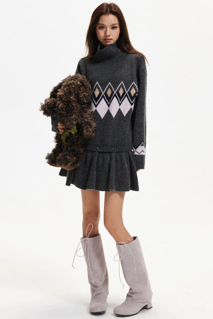 Color-Blocked Diamond Dress