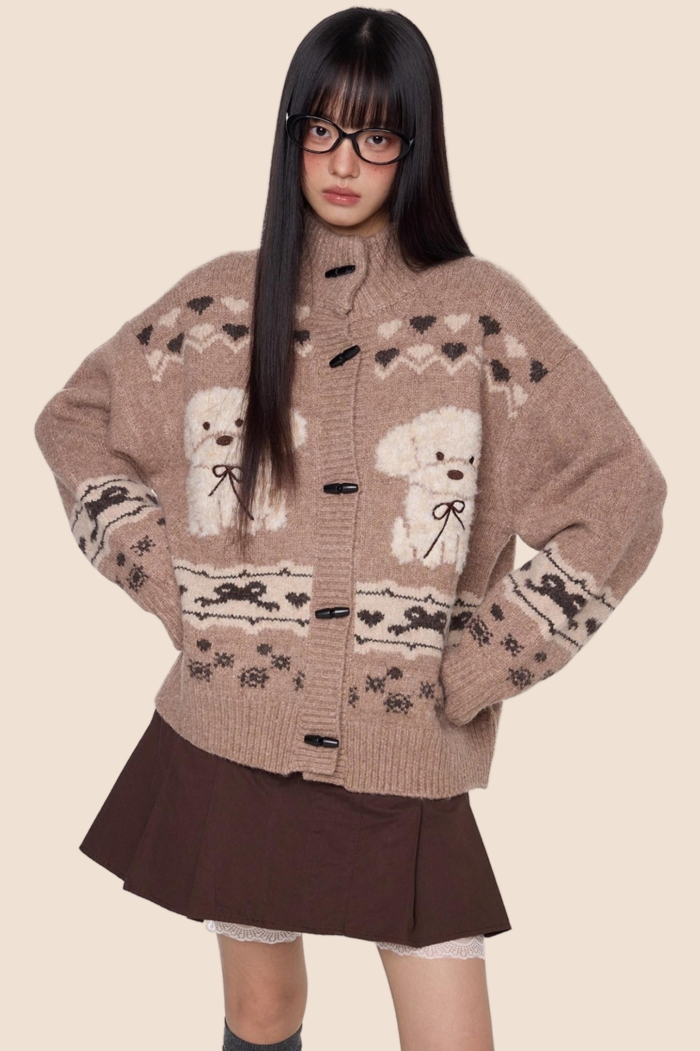 Vintage Dog Knit Cardigan Sweater