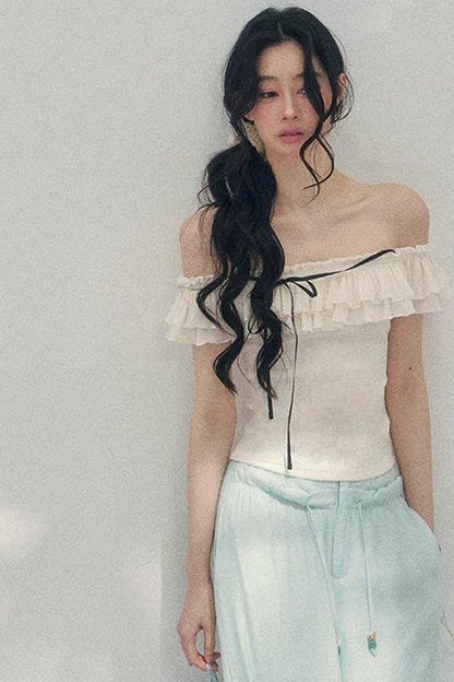 Schulterfreie Rüschenbluse