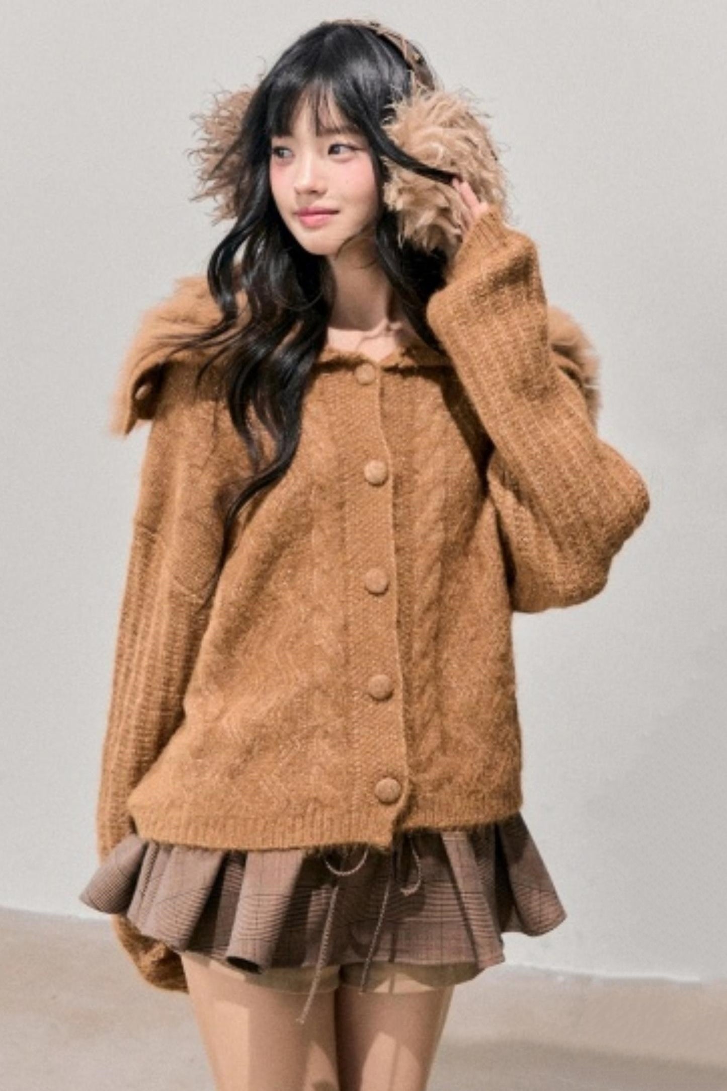 Fox Fur Knit Cardigan