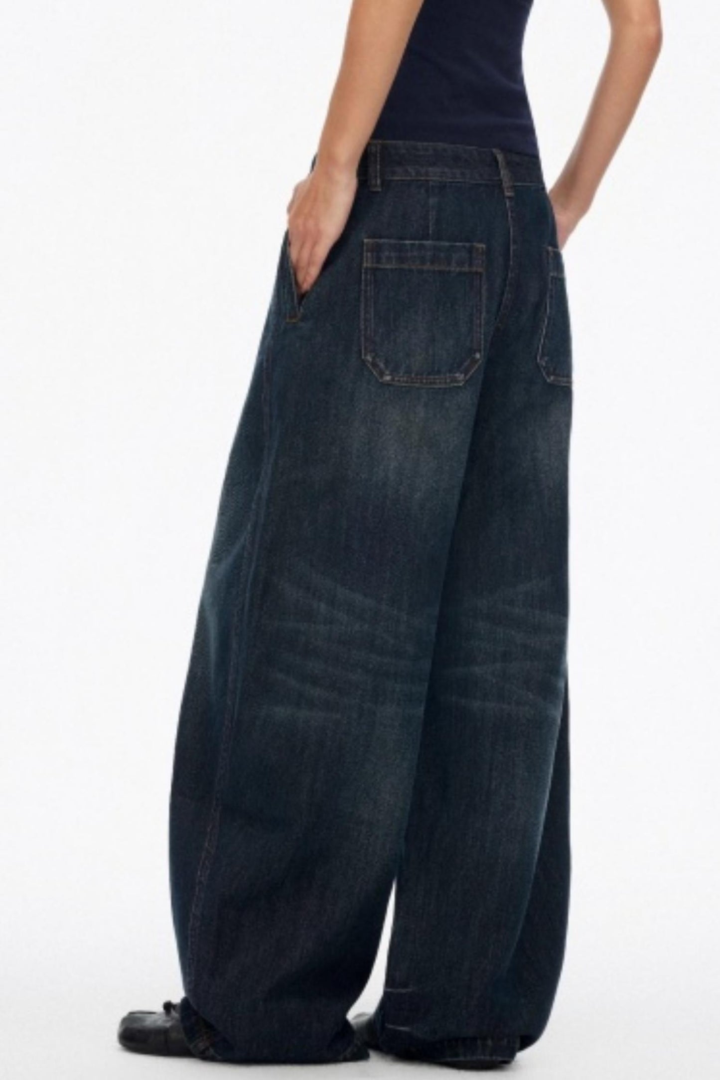 Distressed Cat Whiskers Straight Jeans