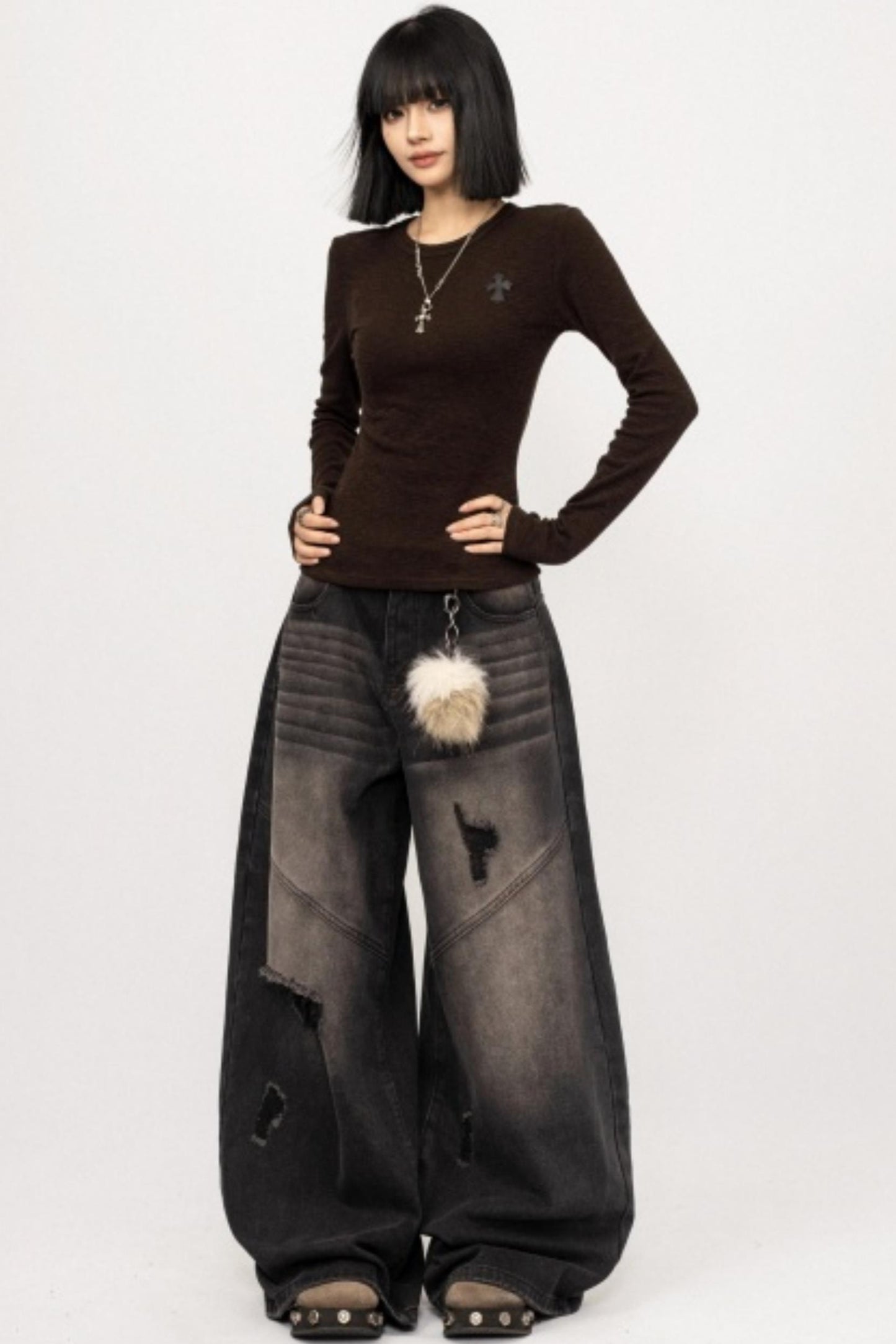 Retro Black Slim-Fitting Top