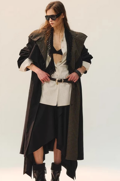 컬러 블록 더블 칼라 블라우스