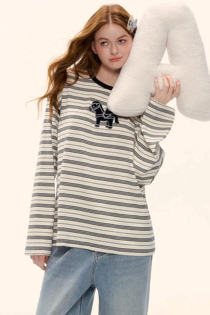 Striped Color-Blocked Crew Sweater