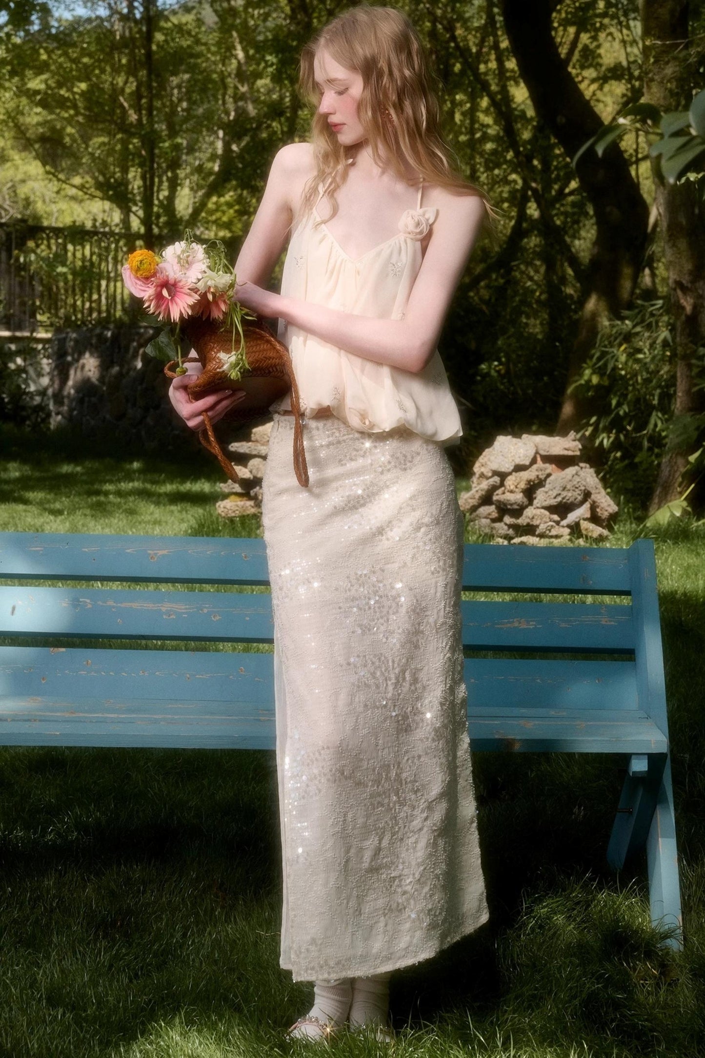 Celestial Slouchy Suit With Knit Skirt Set-Up