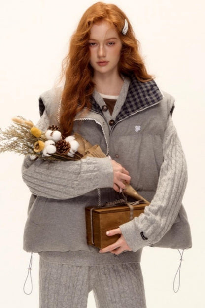 Reversible Plaid Lace Vest