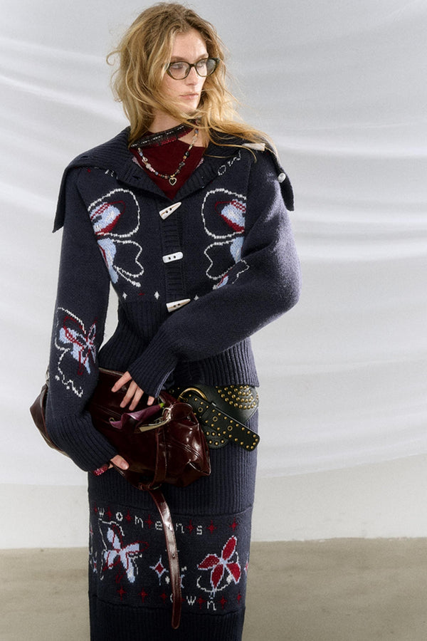 Smart Lapel Hand-Drawn Knit Sweater Set-Up