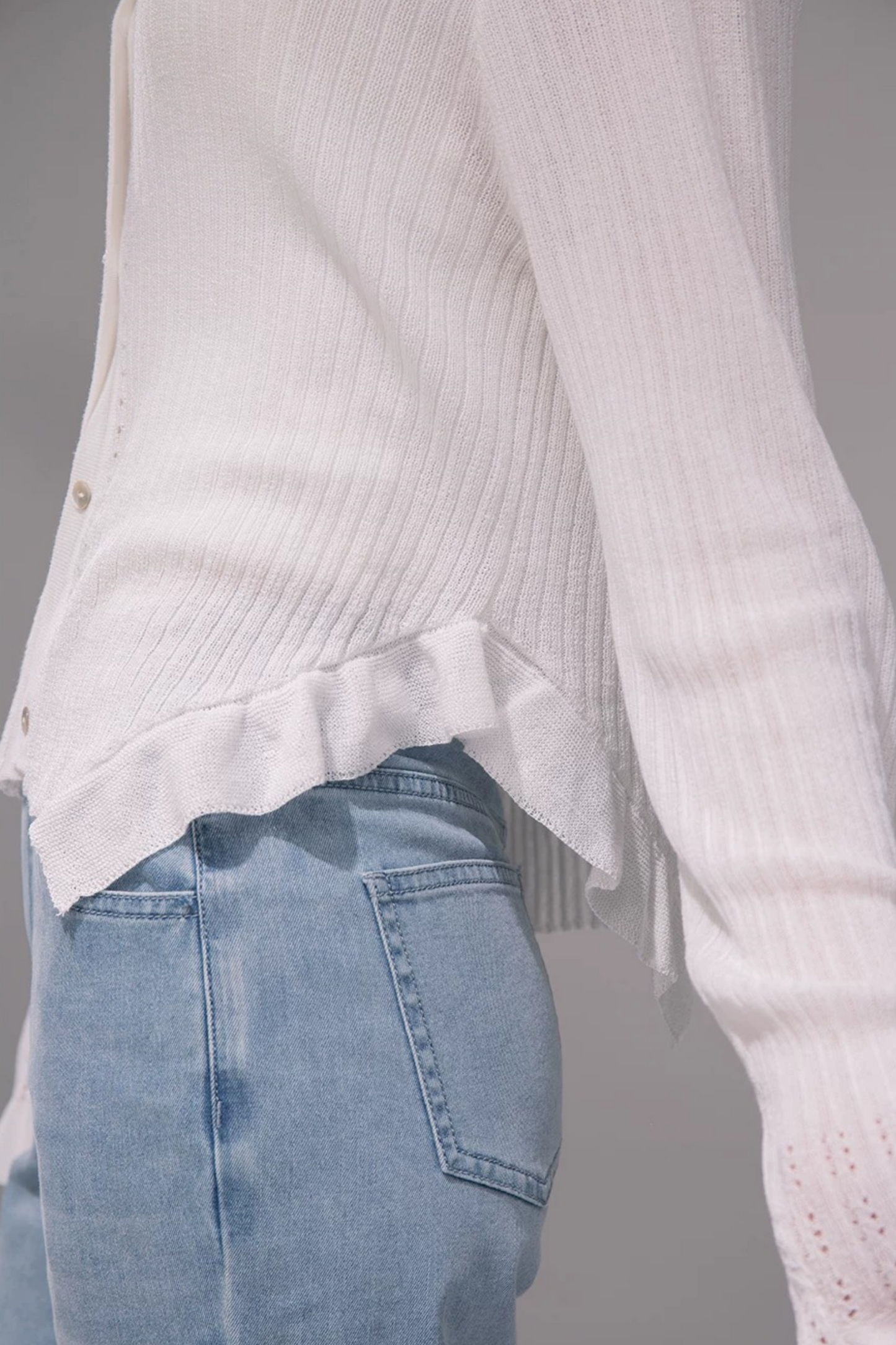 Wolkenweiß Strickjacke