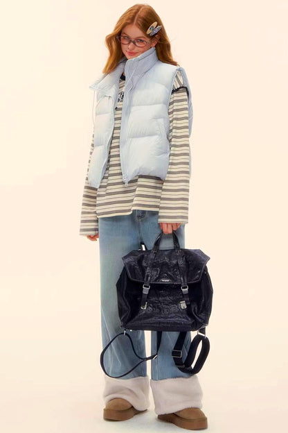 Wool Splicing Fleece-Lined Pants