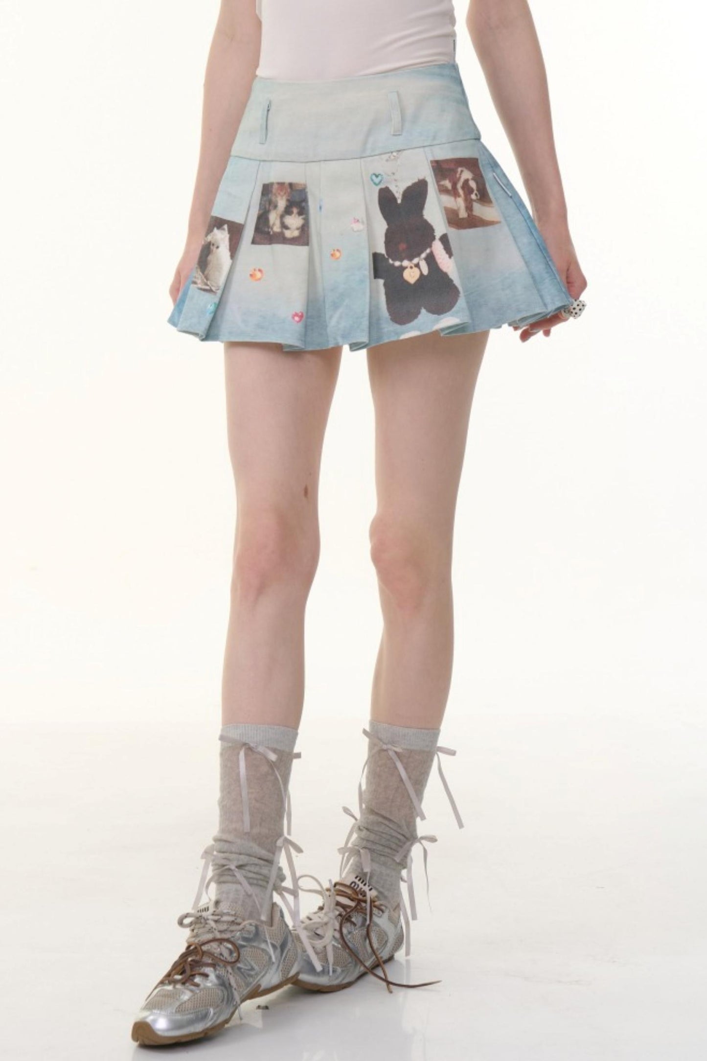 Chic Animal Print Denim Skirt