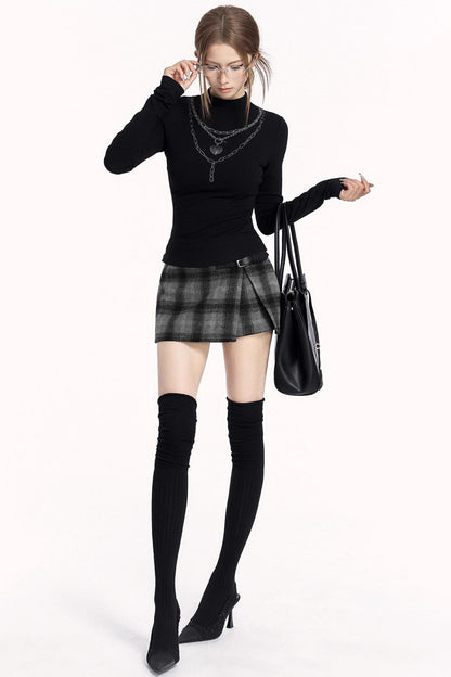 Plaid Woolen Trouser Skirt