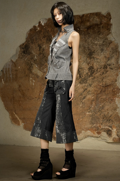Maglia gotica senza maniche con scollo all’americana