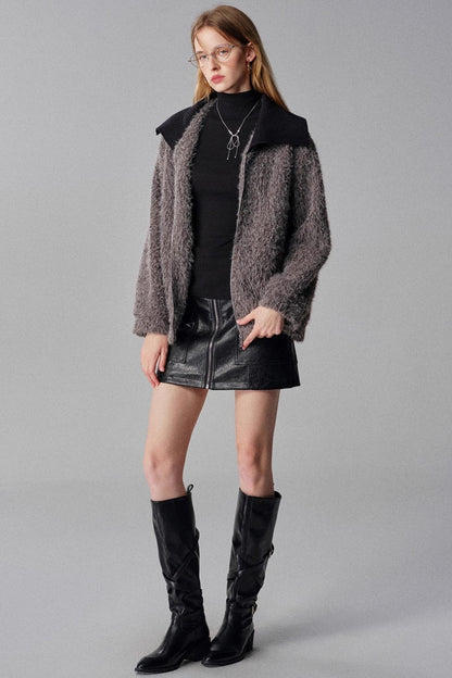 Autumn and Winter High-Waisted Leather Skirt