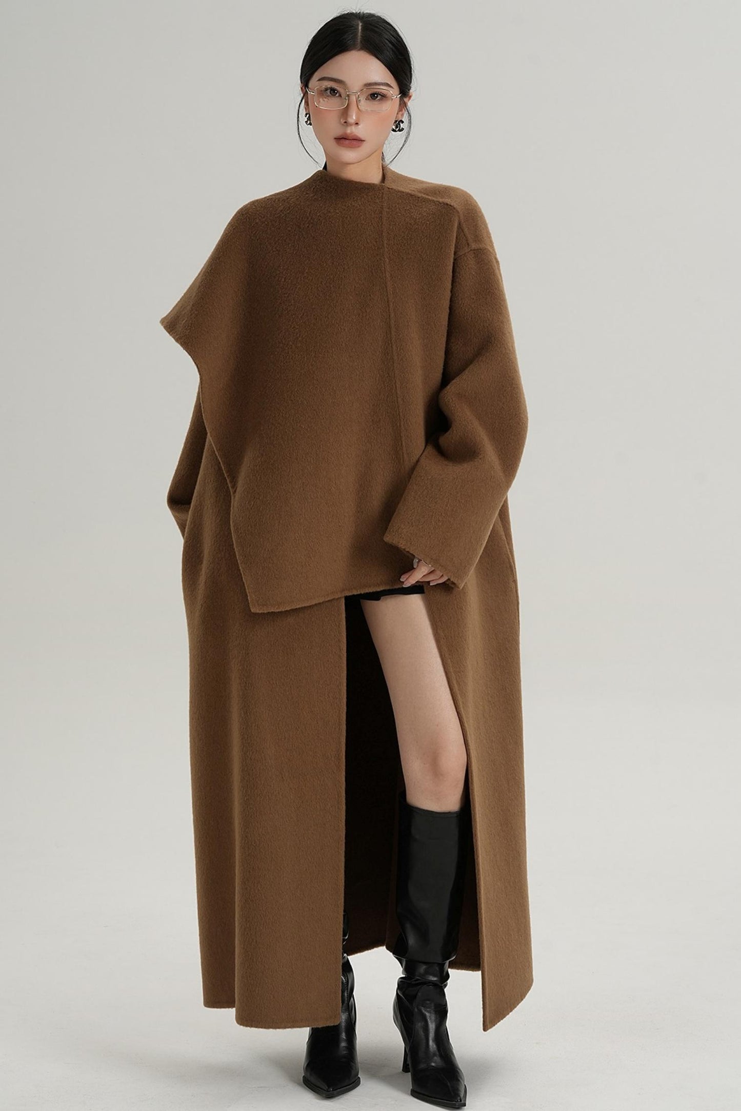 High-End Shawl Collar Wool Long Coat