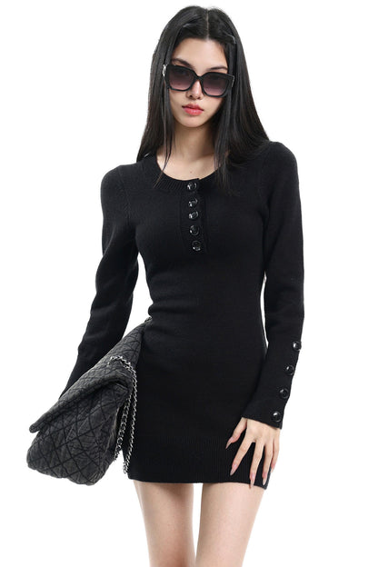 Khaki Knitted Spring Dress