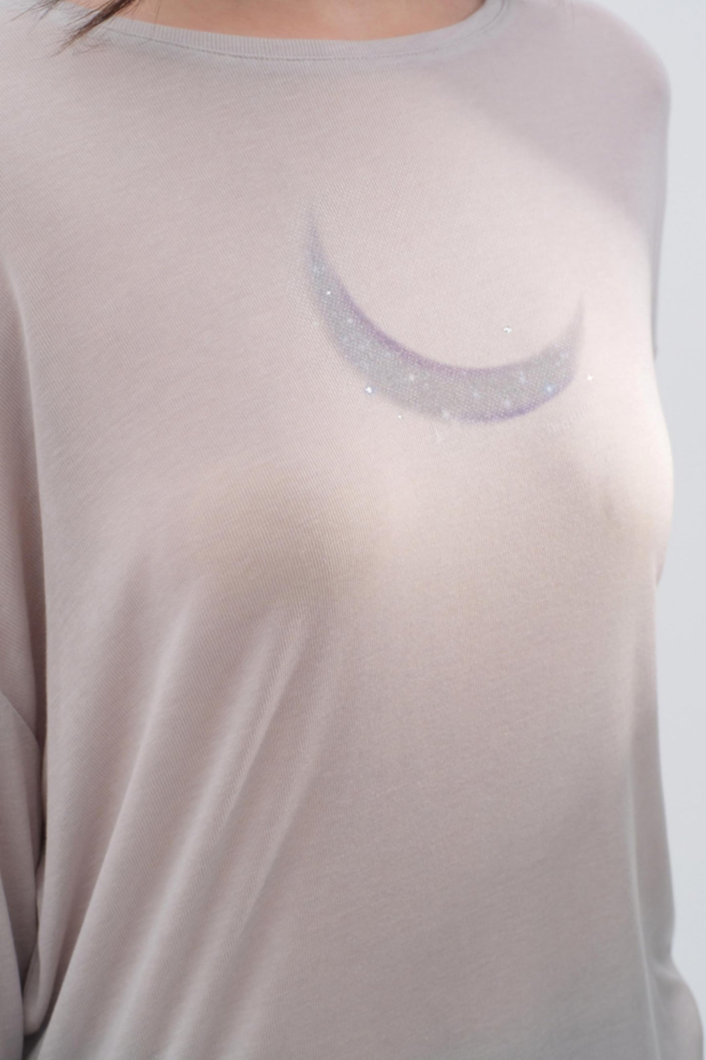 Moon Print Wool Blend Long Sleeves Top