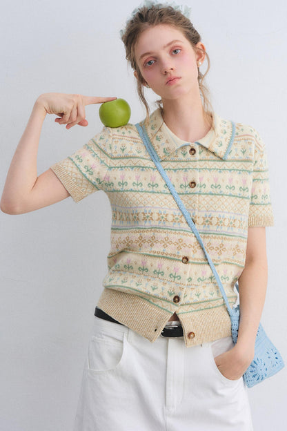 Wool Blend Fair Isle Top