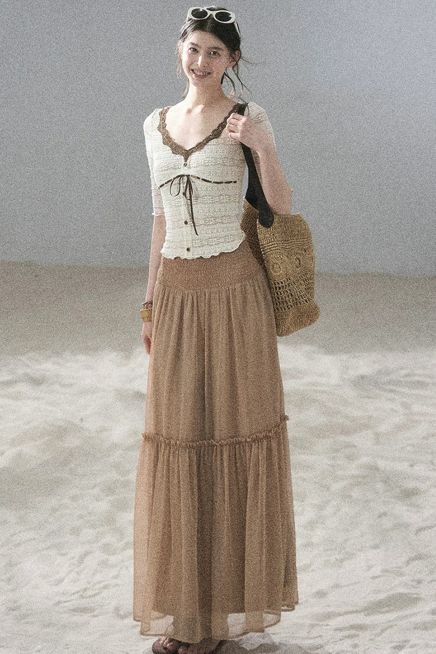 French Lace Hollow-Out Top