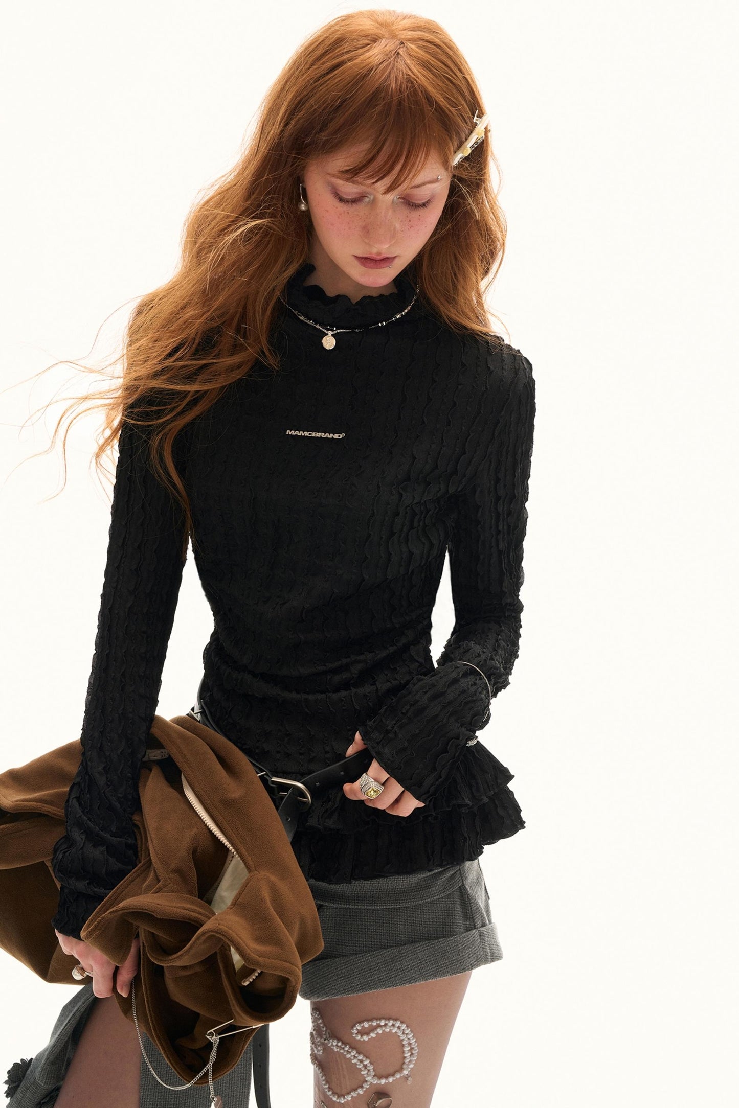 High-neck Slimming Long Sleeve Tee