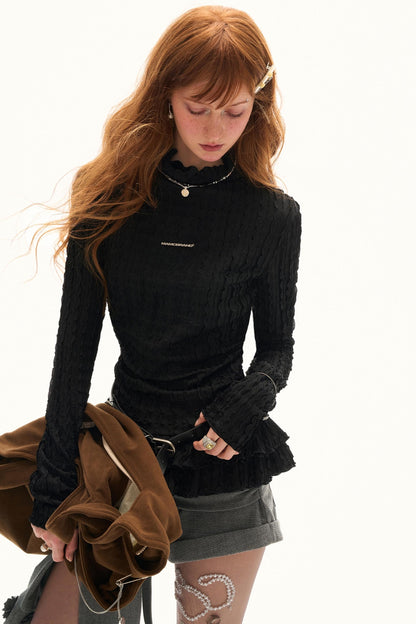 High-neck Slimming Long Sleeve Tee