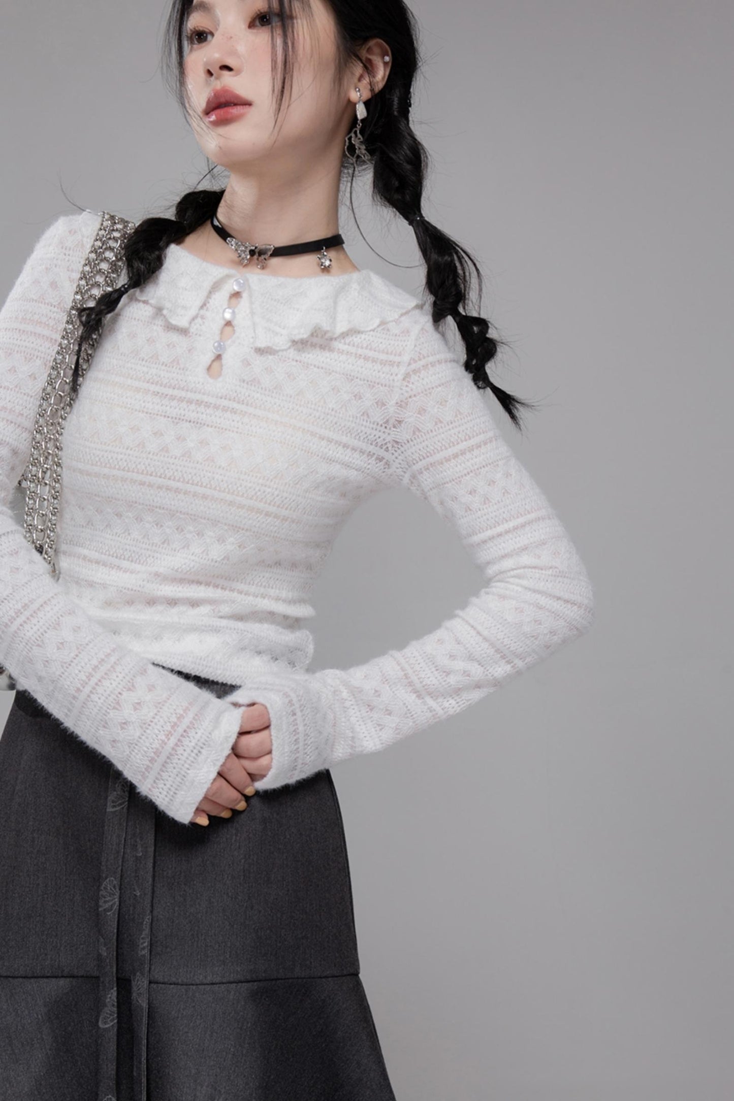 Morning Gray Hooded Jacket & Skirt Set