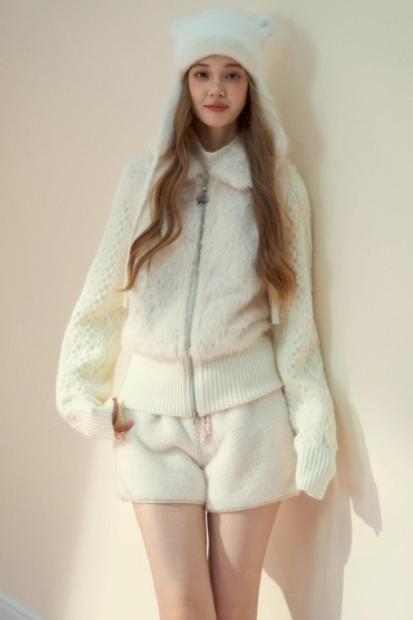 Fur Patchwork Fleece Zipper Jacket