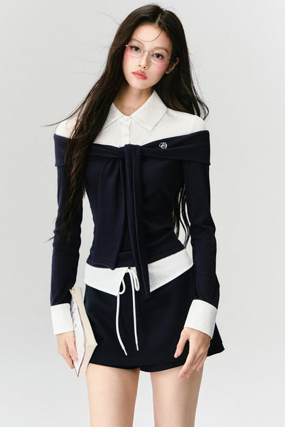 Slimming Knit Top With Skirt Set-Up